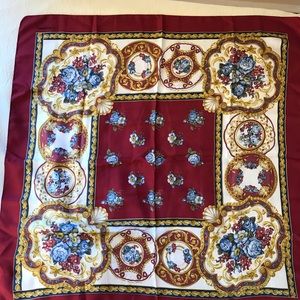 Elegant Floral Red and Gold Scarf